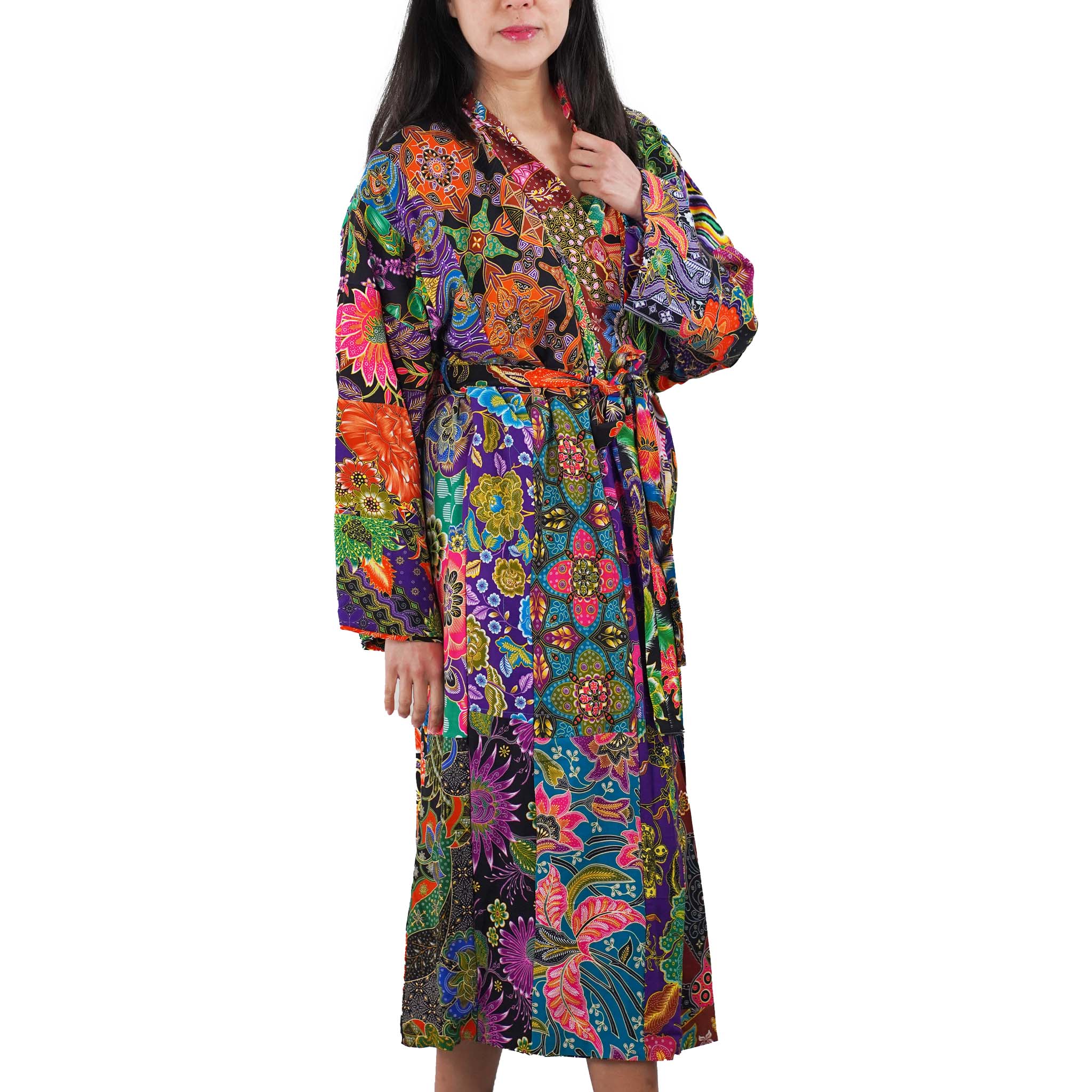 Handmade Long Thick Quilted Batik Robe/ Kimono
