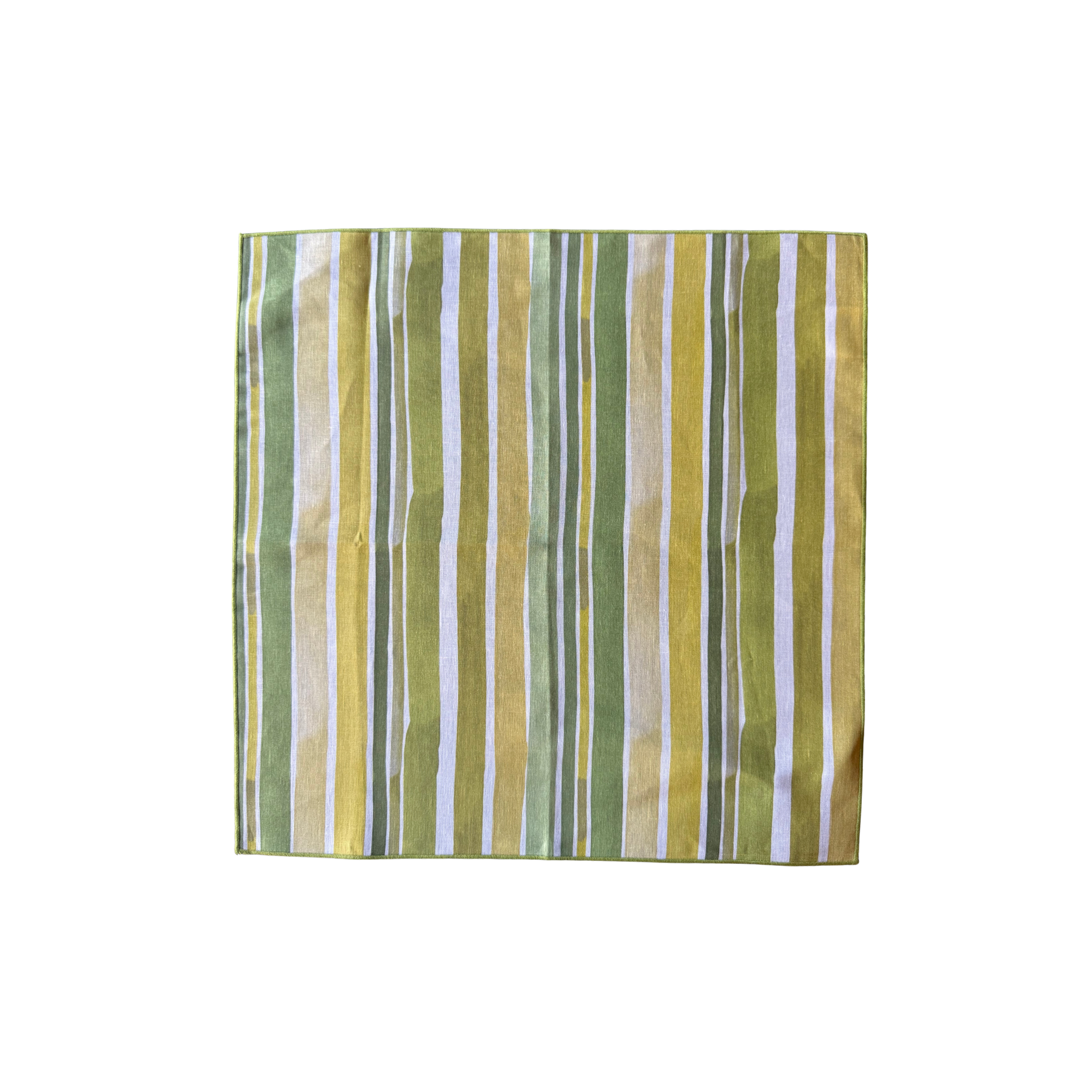 Lagos Stripe linen dinner napkin flat lay close up of hand-painted stripe detail - Goldie Home