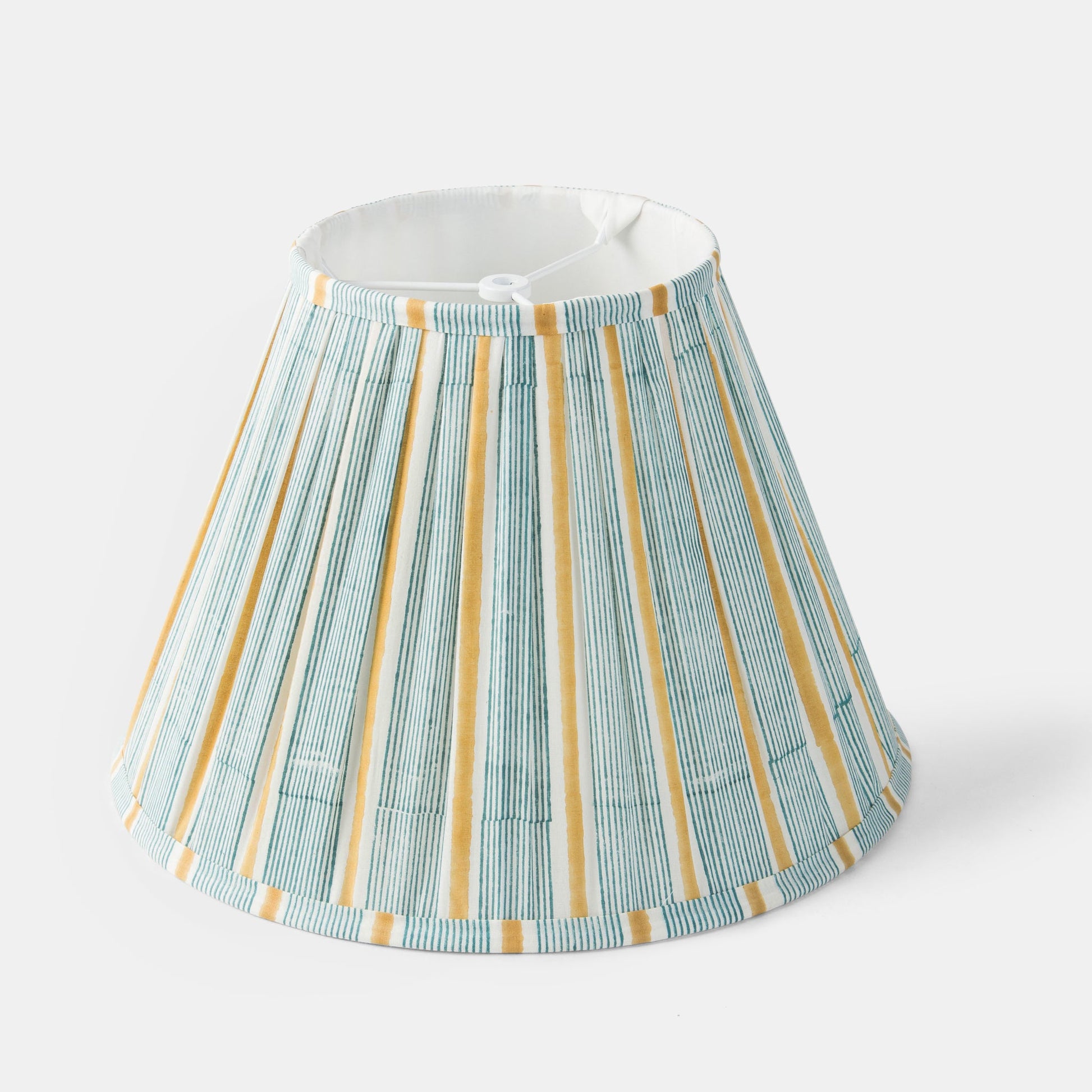 Blue and yellow striped cotton lampshade