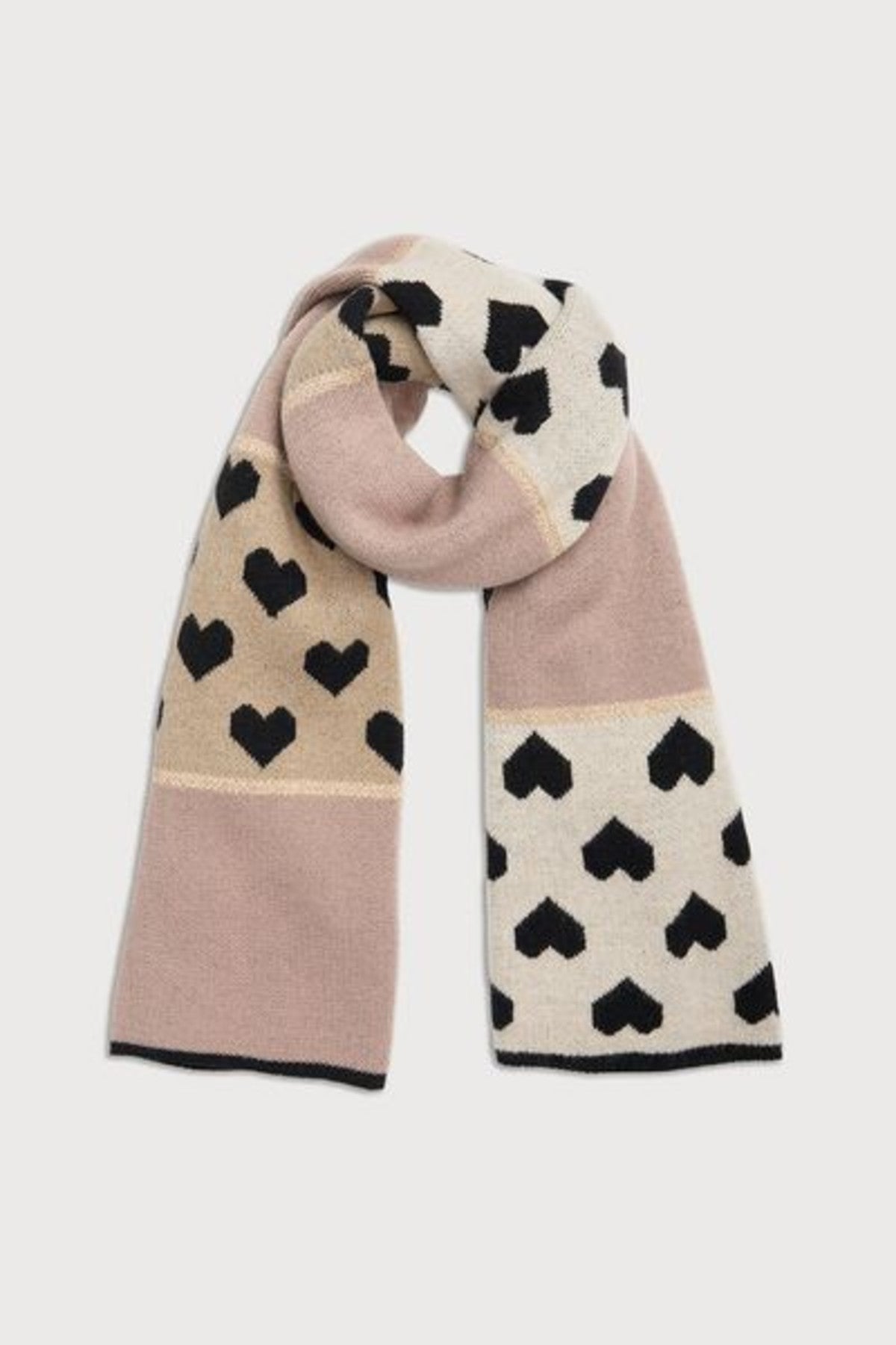 Heart Mixed Pattern Scarf - Mauve