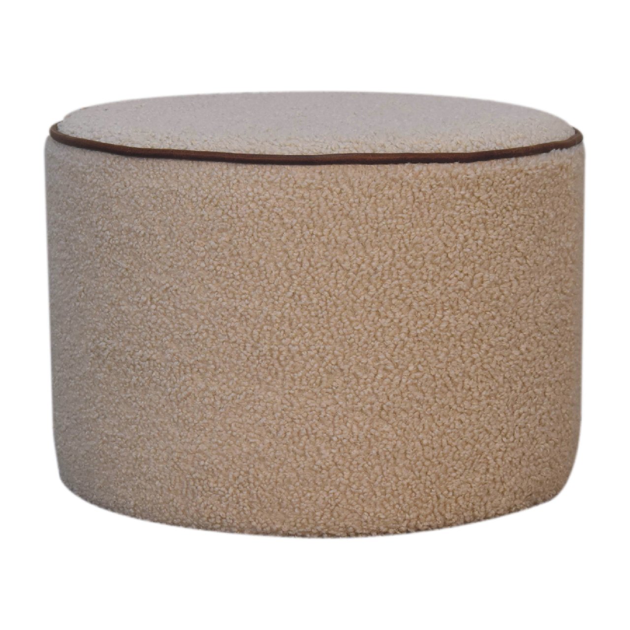 Serenity Large Round Footstool, Upholstered, Beige