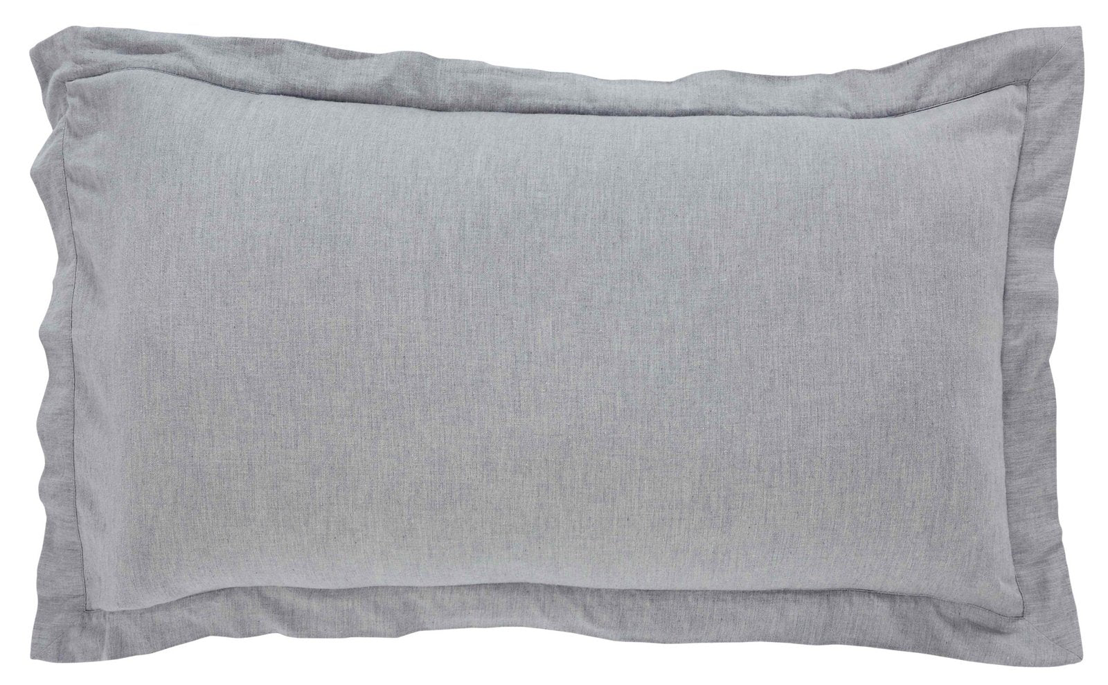 SS-024-2026_1|Classic light grey rectangular duvet cover pillow sham with a relaxed ruffled edge, offering simple elegance.