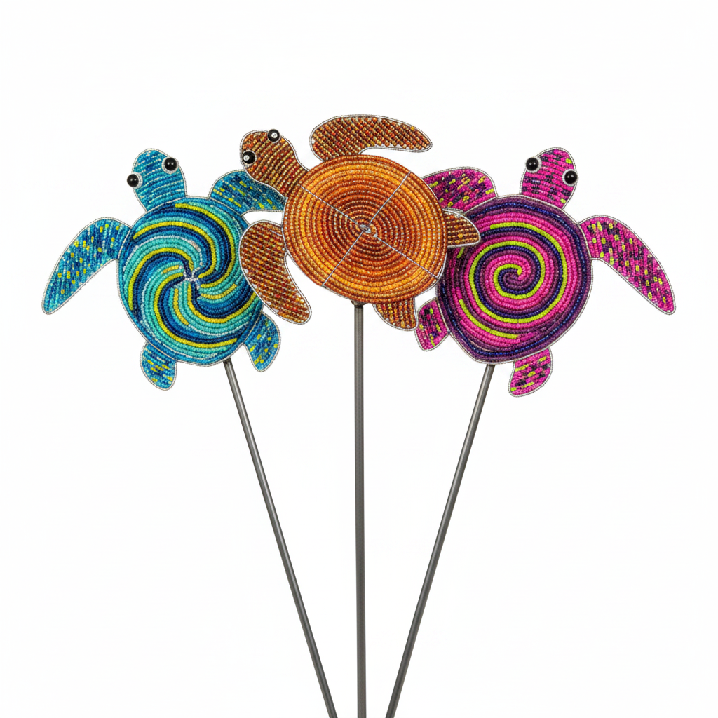 Sea Turtle Garden Stake Set of 3 - white background hero shot