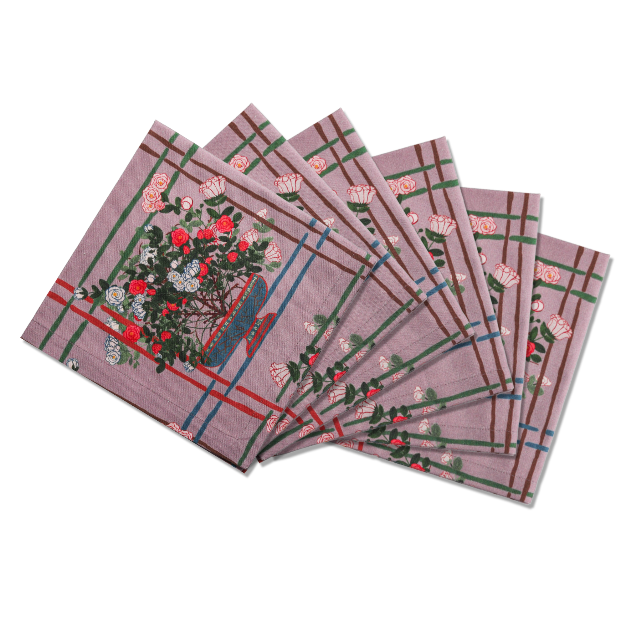 6 Napkins La Vie en Rose Offcut Version