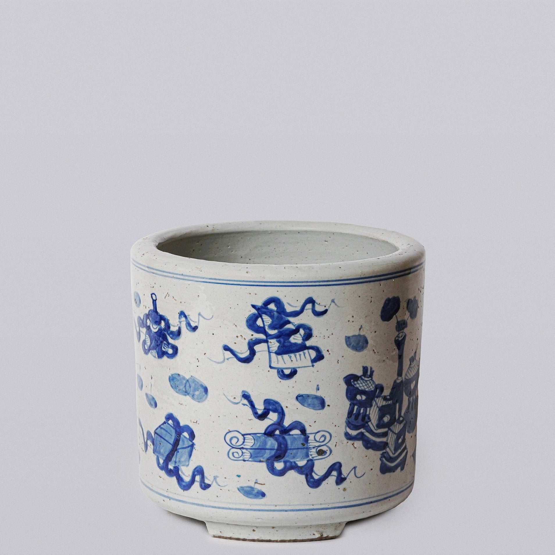 Blue and White Porcelain Treasures Footed Cachepot - Thumbnail 5