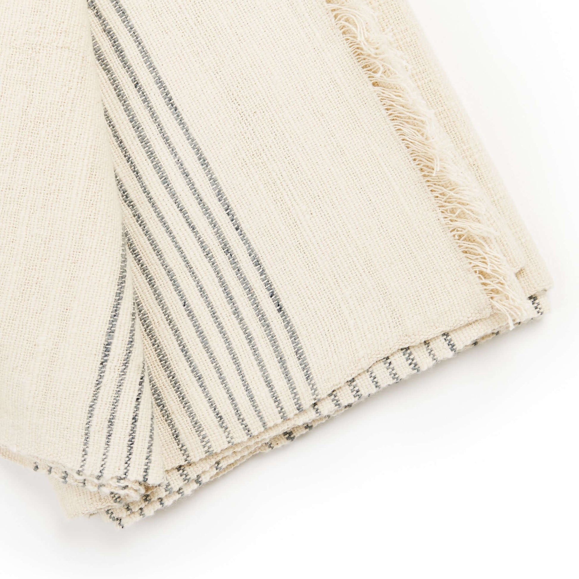 Silica Chalk Off White And Gray Stripes Pattern Soft Handwoven Merino Throw showcasing stripes and checks design.
