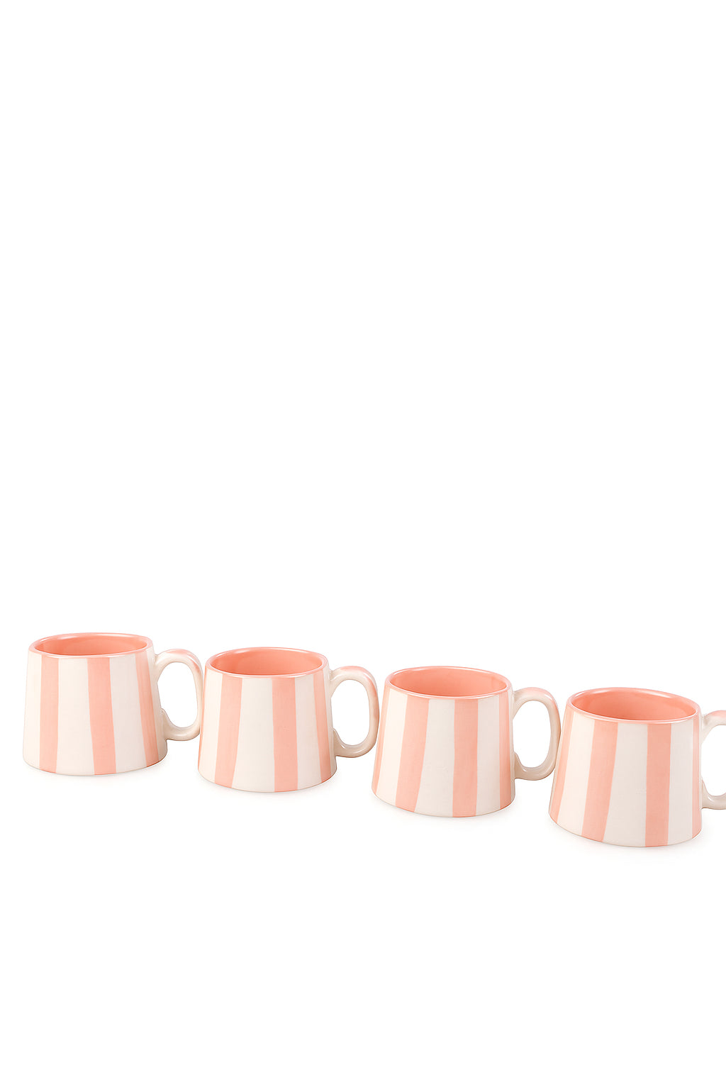 Ceramic Pink Stripe  Coffee cup- 220ml - 3.5 x 2.5 Inches (Set of 4)