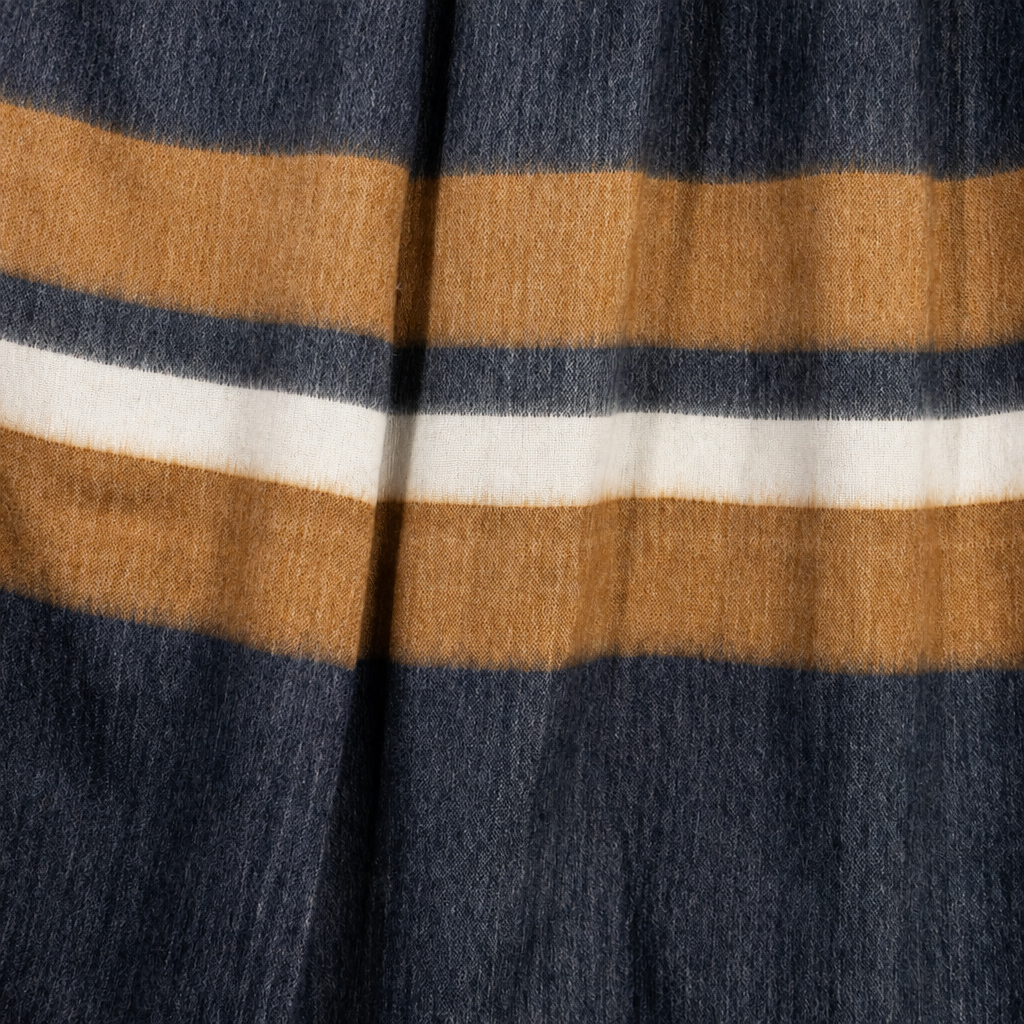 Weave detail of Copper & Navy Camilo alpaca throw, Kallpa Collection