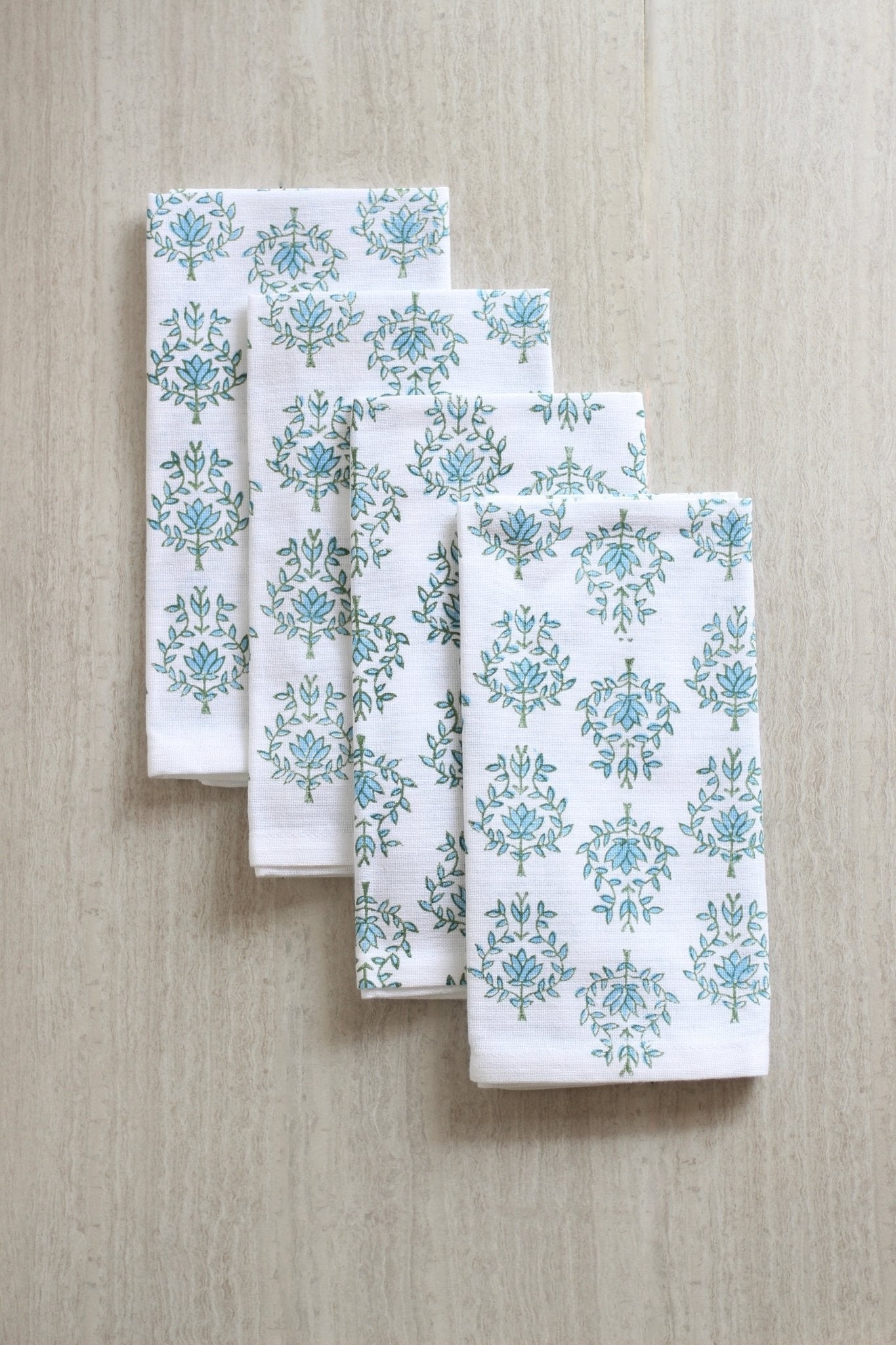Organic Napkins (set of 4) - Lotus, Sage & Uniform Blue - The Mended Company