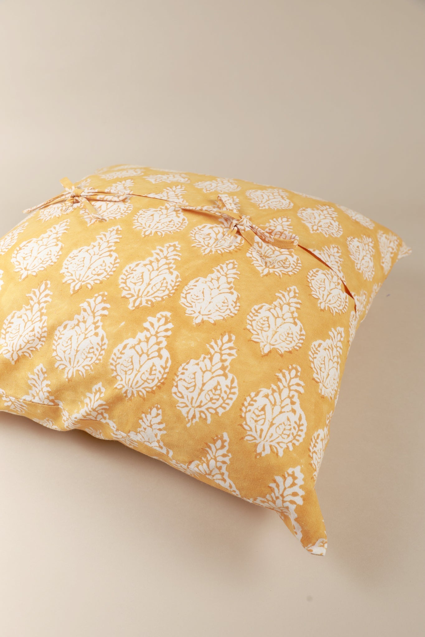 Golden Sunrise Hand Block Print Pillow - Thumbnail 3