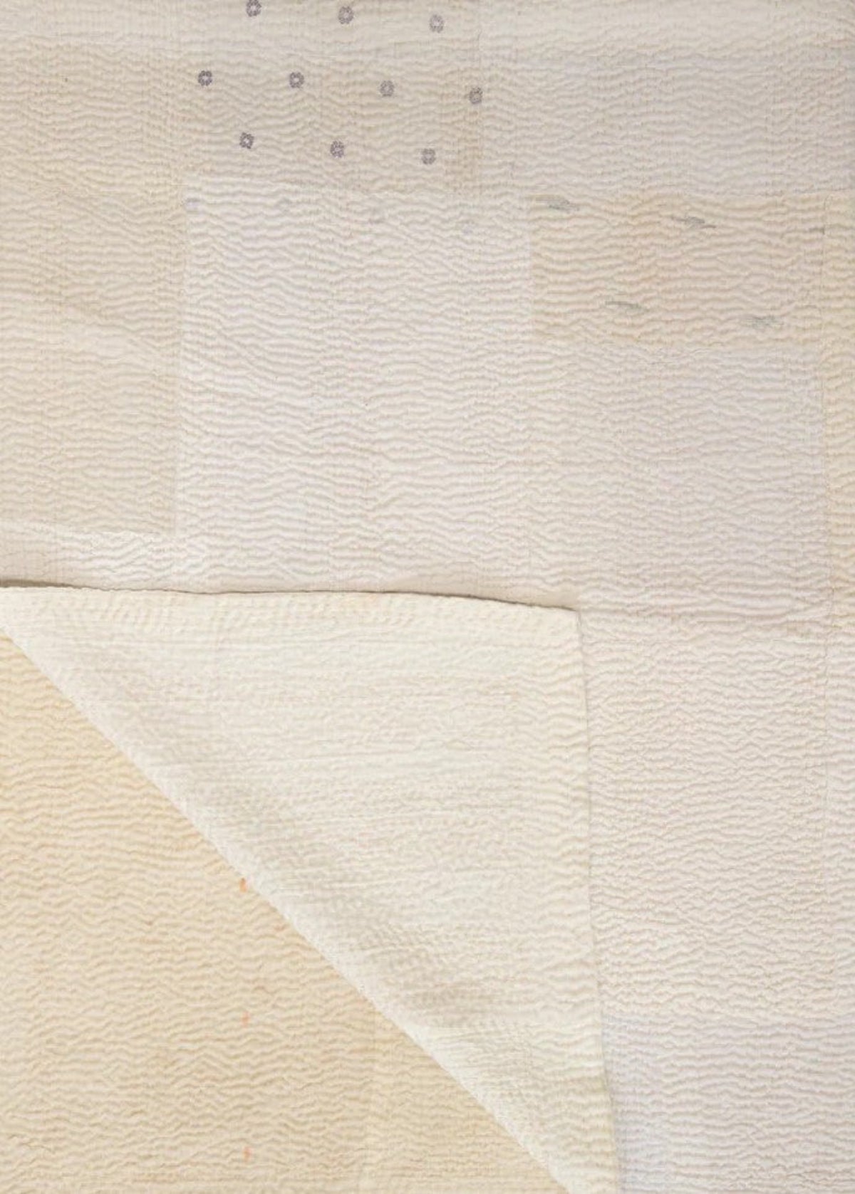 Mosaic Fray Patch  Vintage Kantha Throw-Cauliflower