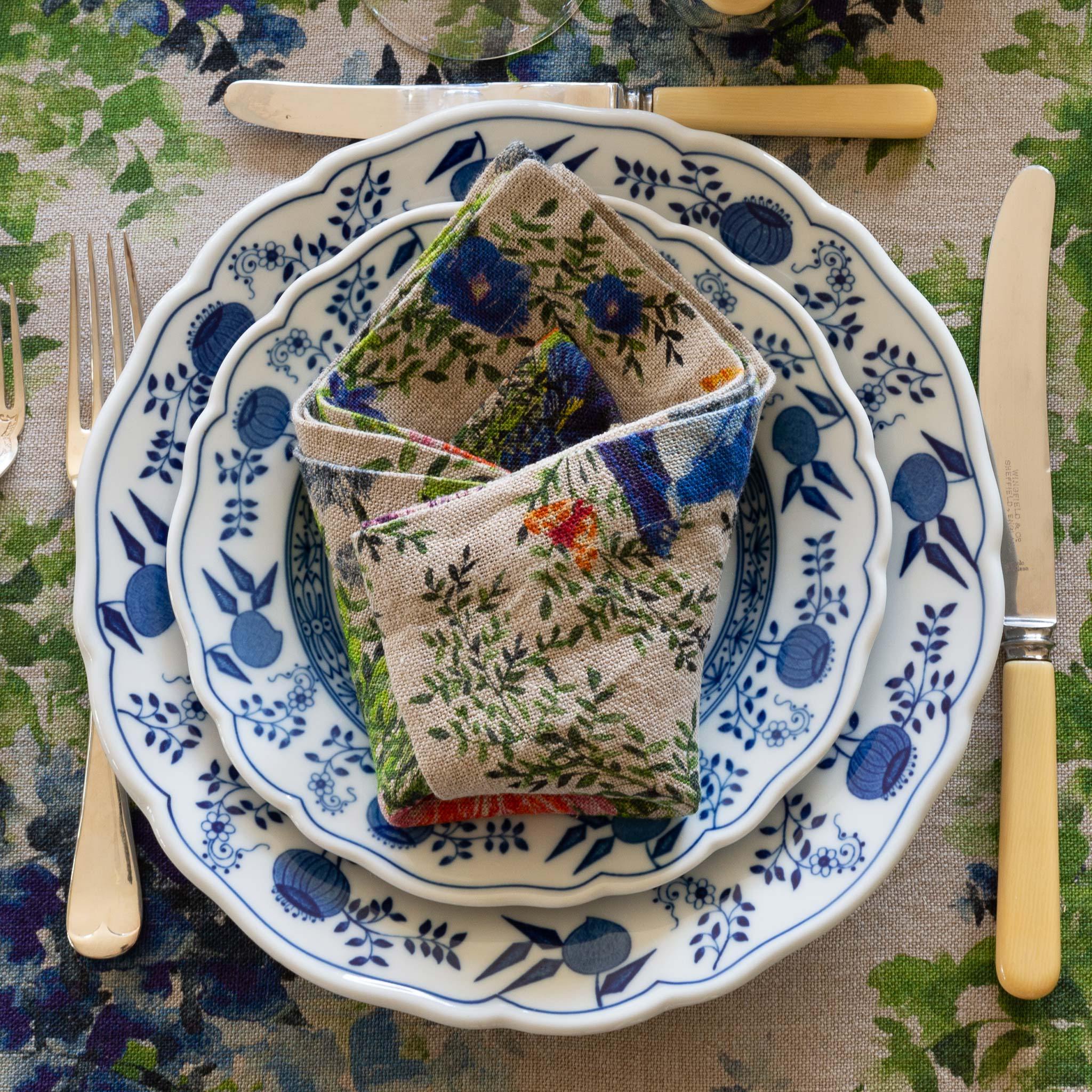 6 Organic Linen Napkins in Dramatic Iris - Thumbnail 4