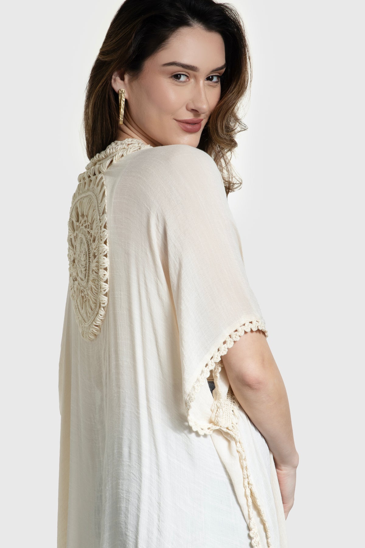 Costa Crochet Kimono Cover Up - Ivory
