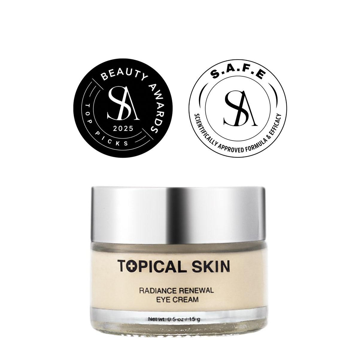 Radiance Renewal Eye Cream + NMF Complex by TOPICAL SKIN CLEAN DERMACEUTICALS, beige eye cream with NMF complex.
