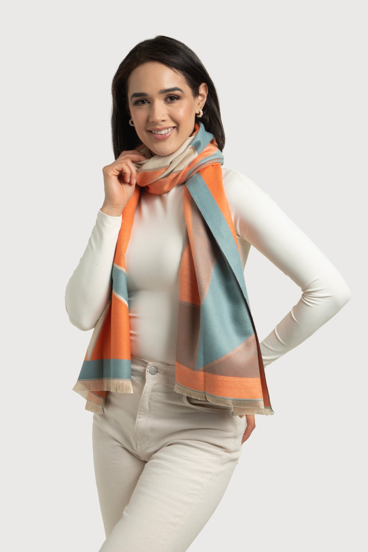 Reversible Geometric Scarf - Coral
