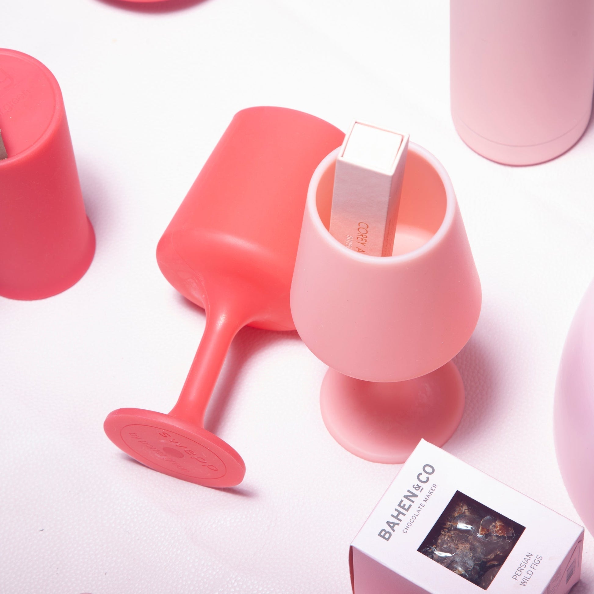 cherry + blush | swepp | silicone unbreakable wine glasses - porter green | style + sustainability