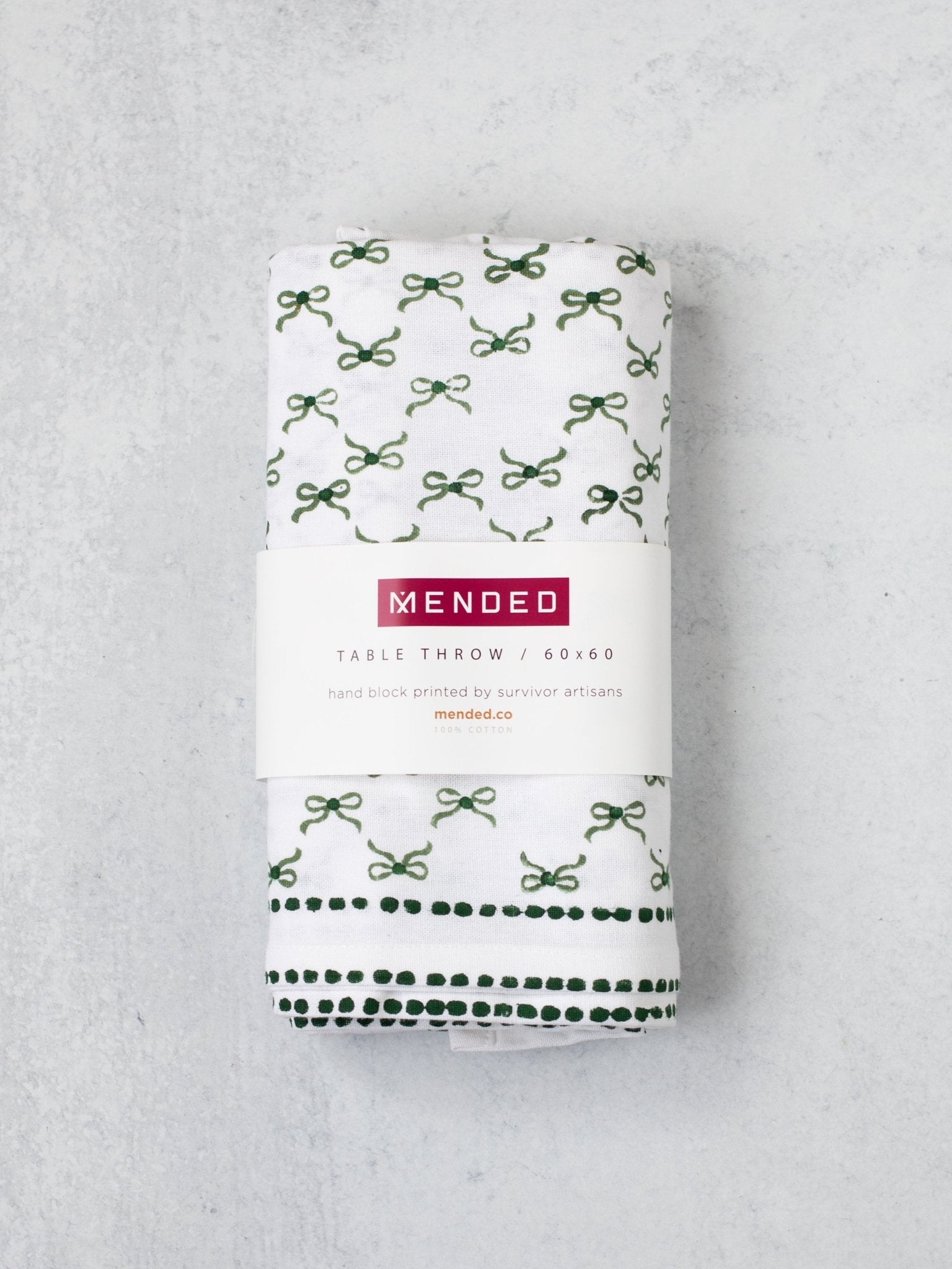 Table Throw - Bow, Sage & Evergreen - The Mended Company