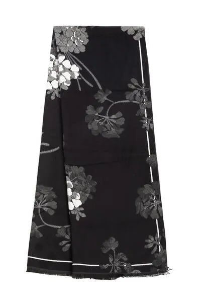 Reversible Floral Scarf For Winter - Black