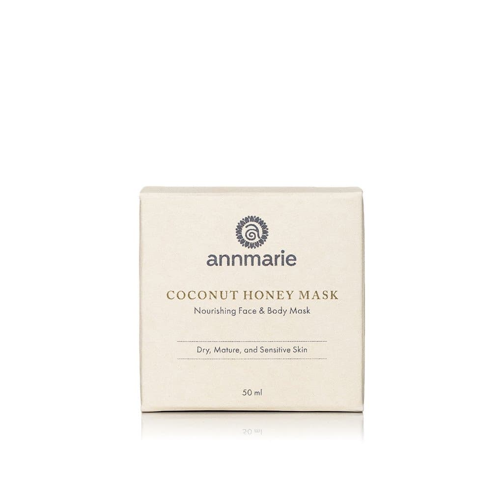Coconut Honey Mask product box for nourishing face and body mask, 50 ml, designed for dry, mature, and sensitive skin.
