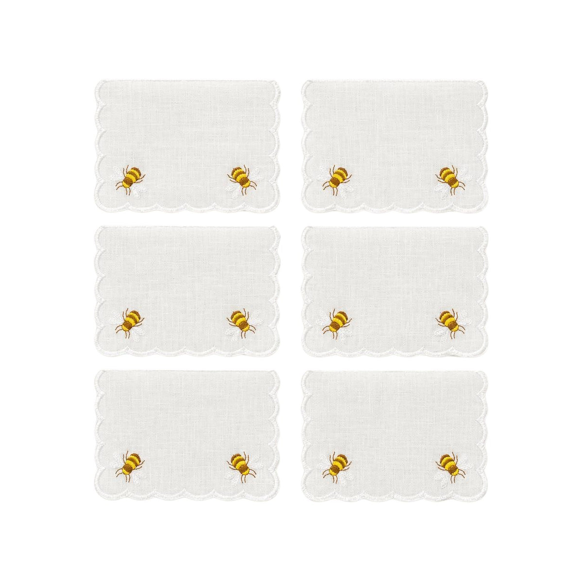 Embroidered Honey Bee Cocktail Napkin (Set of 6)