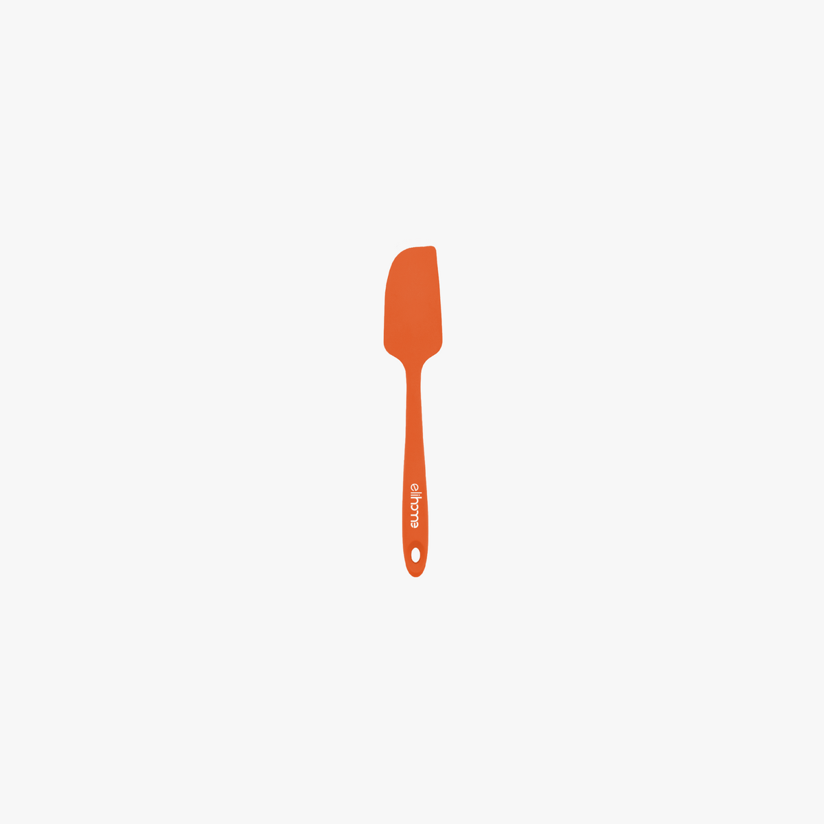 Elihome Mini Silicone Spatula in Orange, 8.7 inches by 1.5 inches with seamless one piece design, reinforced steel core and ergonomic non-slip handle