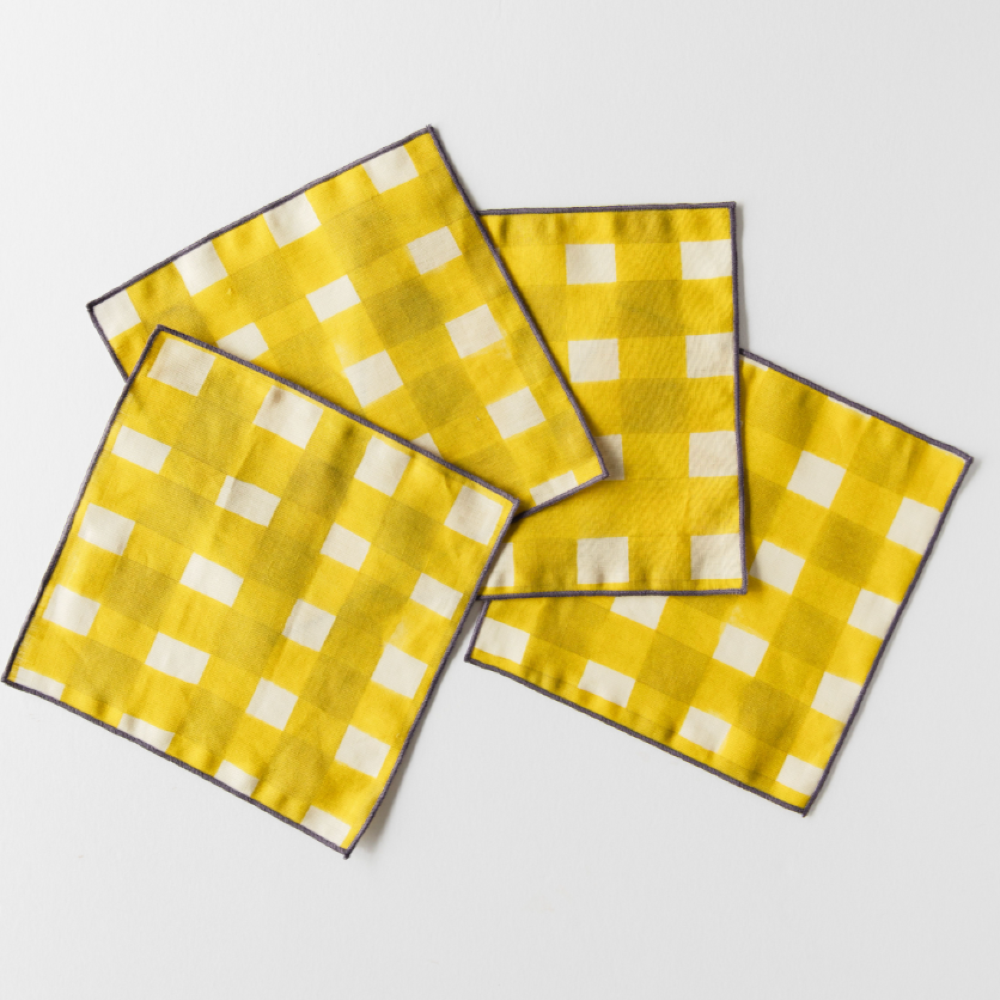 S/4 Yellow Cocktail Napkins