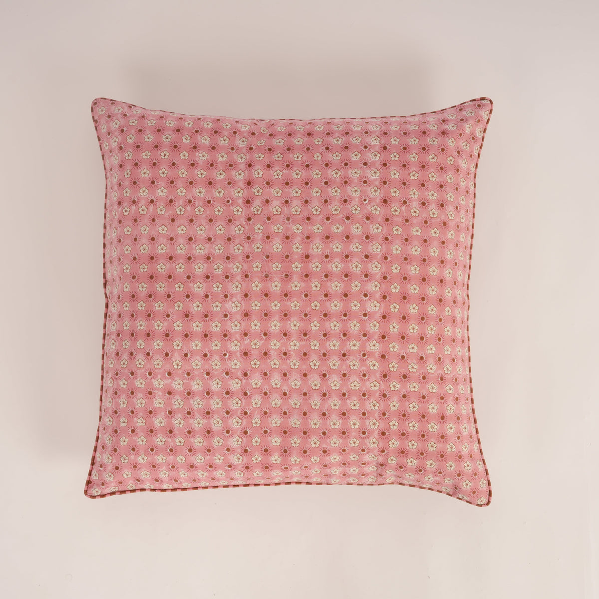 Flaxfield -  Hand Block-Printed Cotton Pillowcase (Rose)