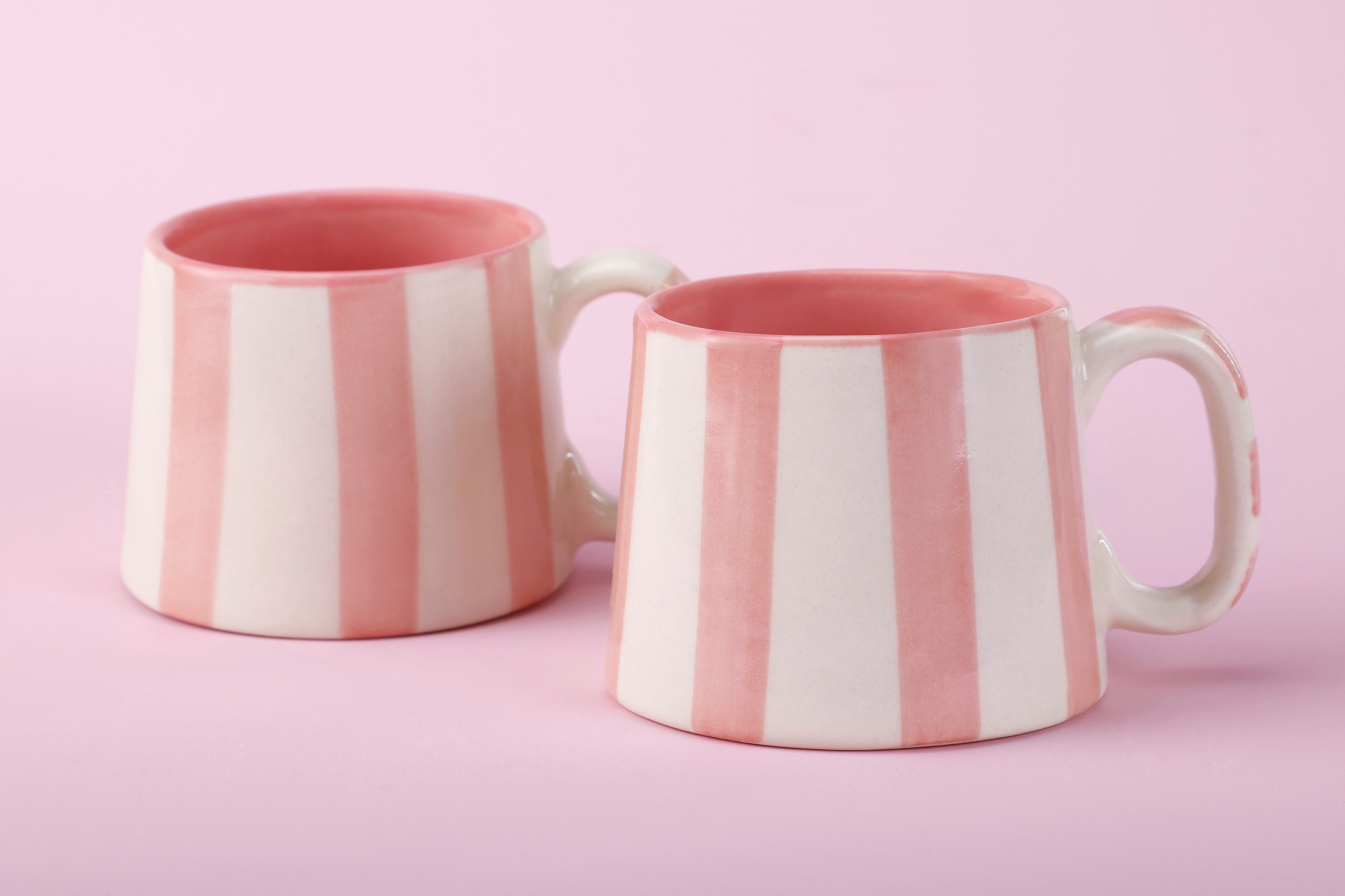 Ceramic Pink Stripe Coffee Cup - Thumbnail 5