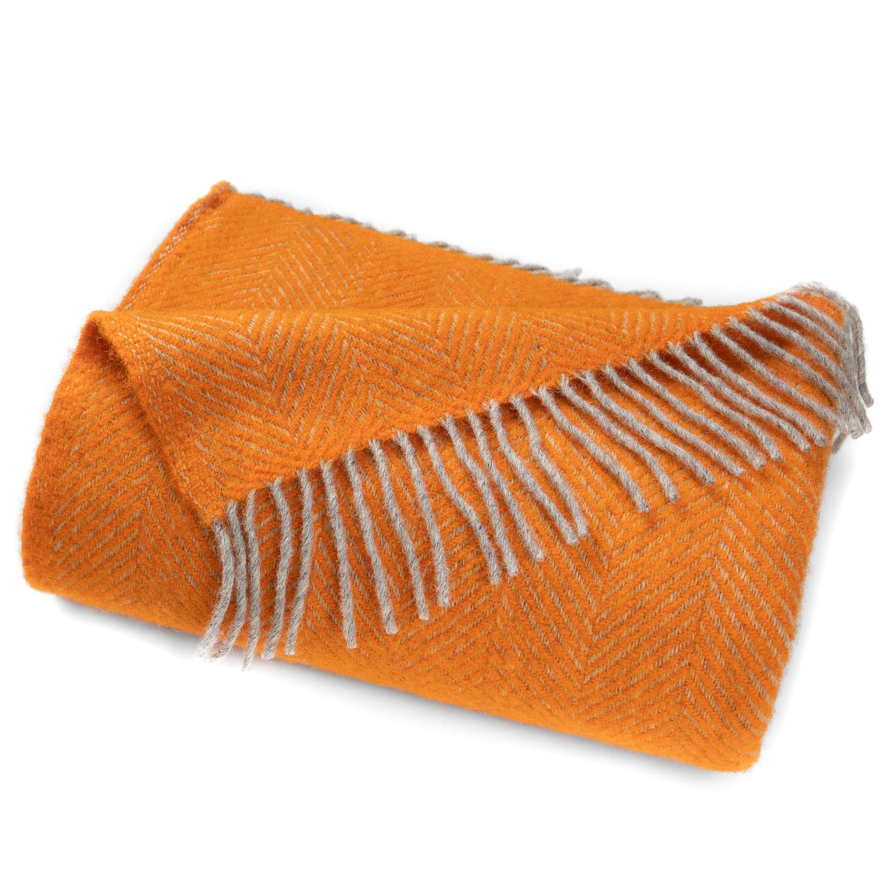 Highland Tweeds Herringbone Pure New Wool Throw ~ Atomic Orange ~-Throws and Blankets-[bar code]-Prince of Scots