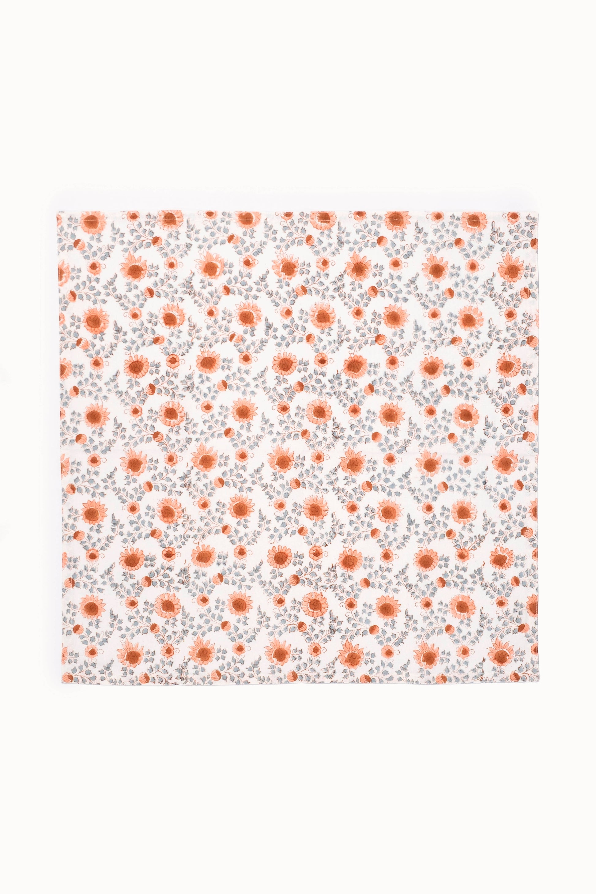 Terracotta Bloom Floral Block Print Napkins (Set of 4)