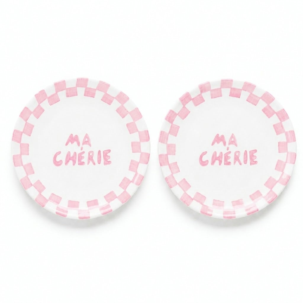 S/2 Ma Cherie Pink Snack Plate