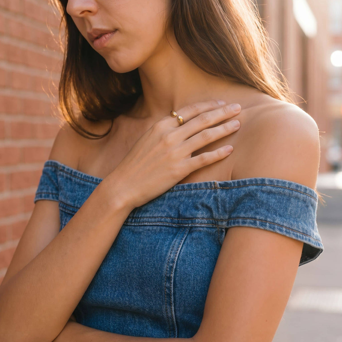 Teardrop Petal Brass Open Ring for Women | Asali - EcoDunia