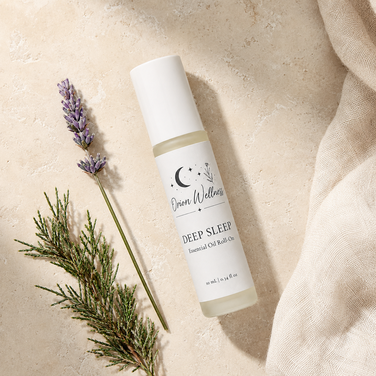 Deep Sleep Essential Oil Roll-On lifestyle view, included in Ultimate Sleep Ritual