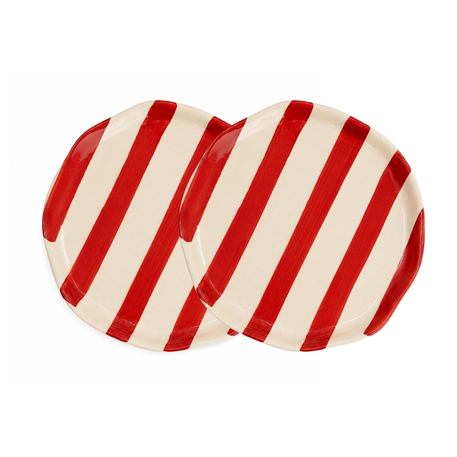 S/2 Ceramic Red Stripe Plate