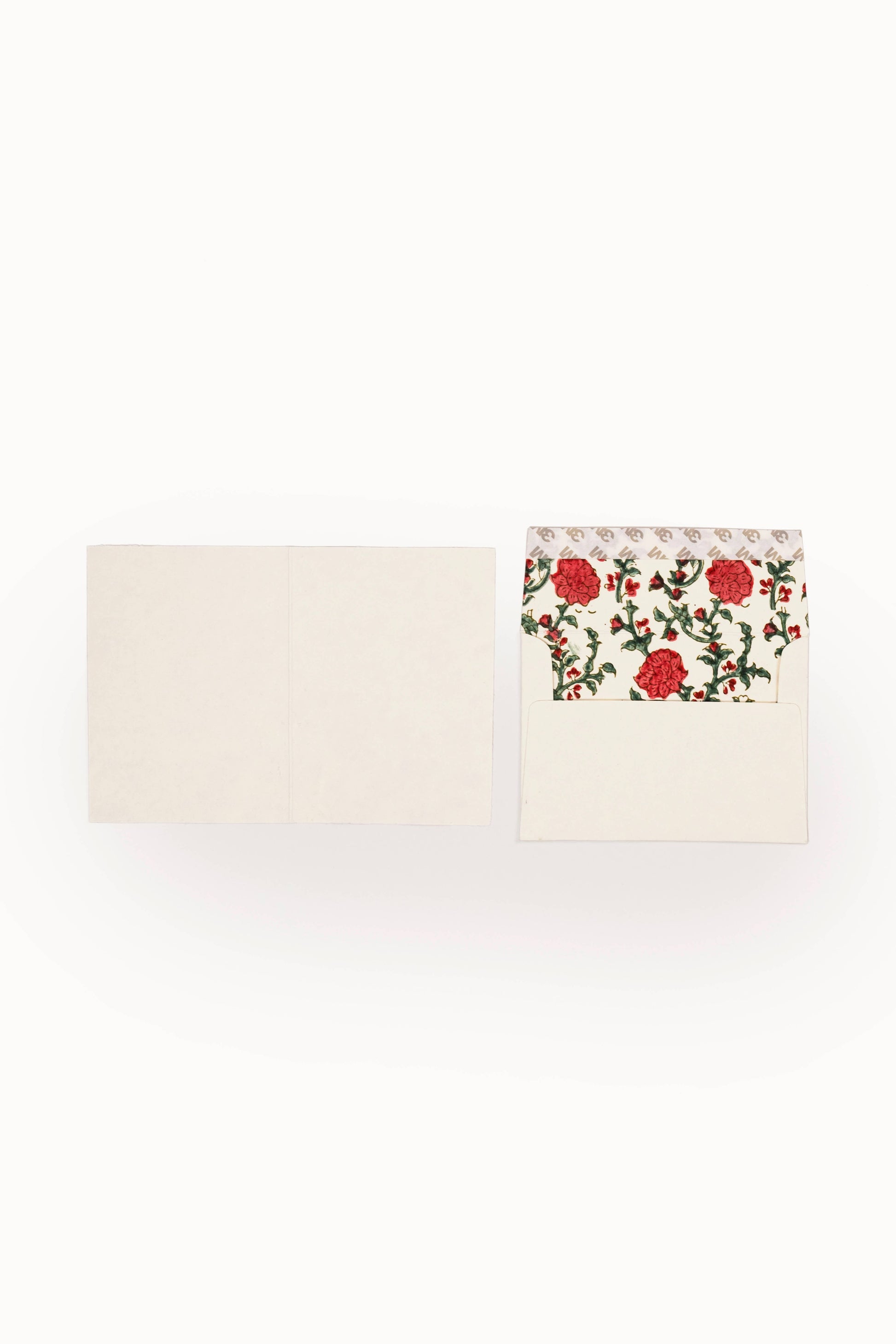 Hand Block Print Enveloped Holly & Berry Cards (Set of 6)