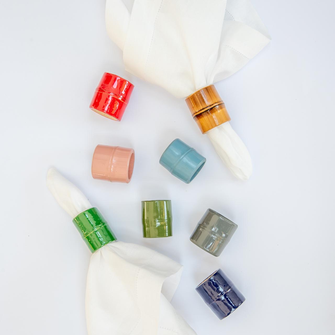 Natural bamboo napkin ring in several colors by Talah Home — simple elegant Brazilian table accessory