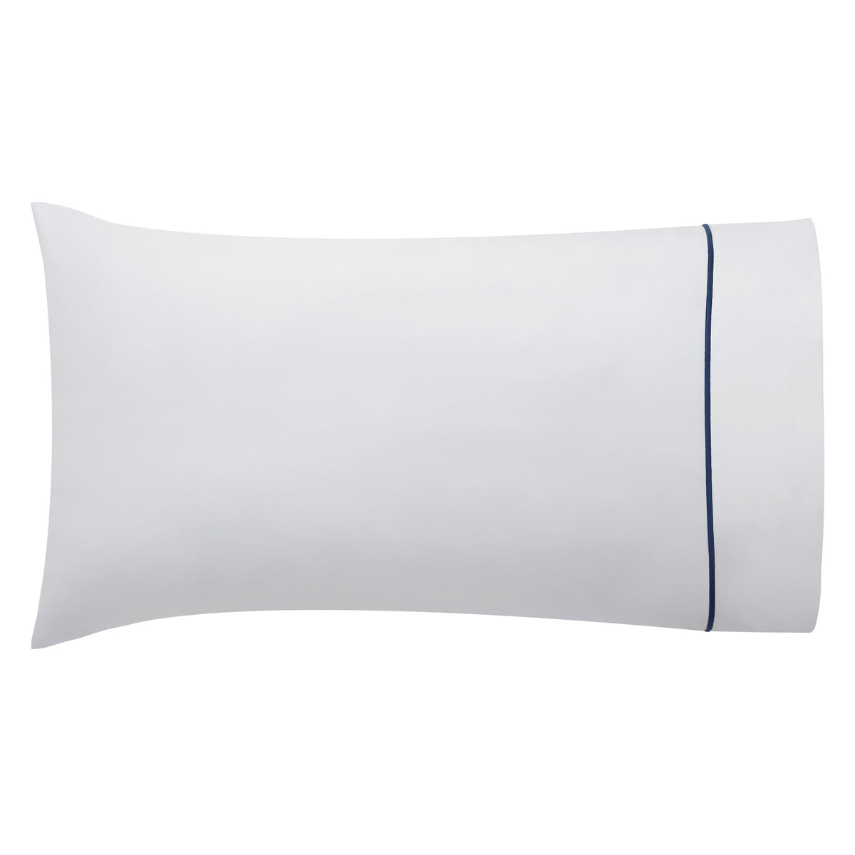AKP-532-2040_6|Close-up of white 100% cotton sateen weave fabric corner, prominently highlighting a light green piped border detail.