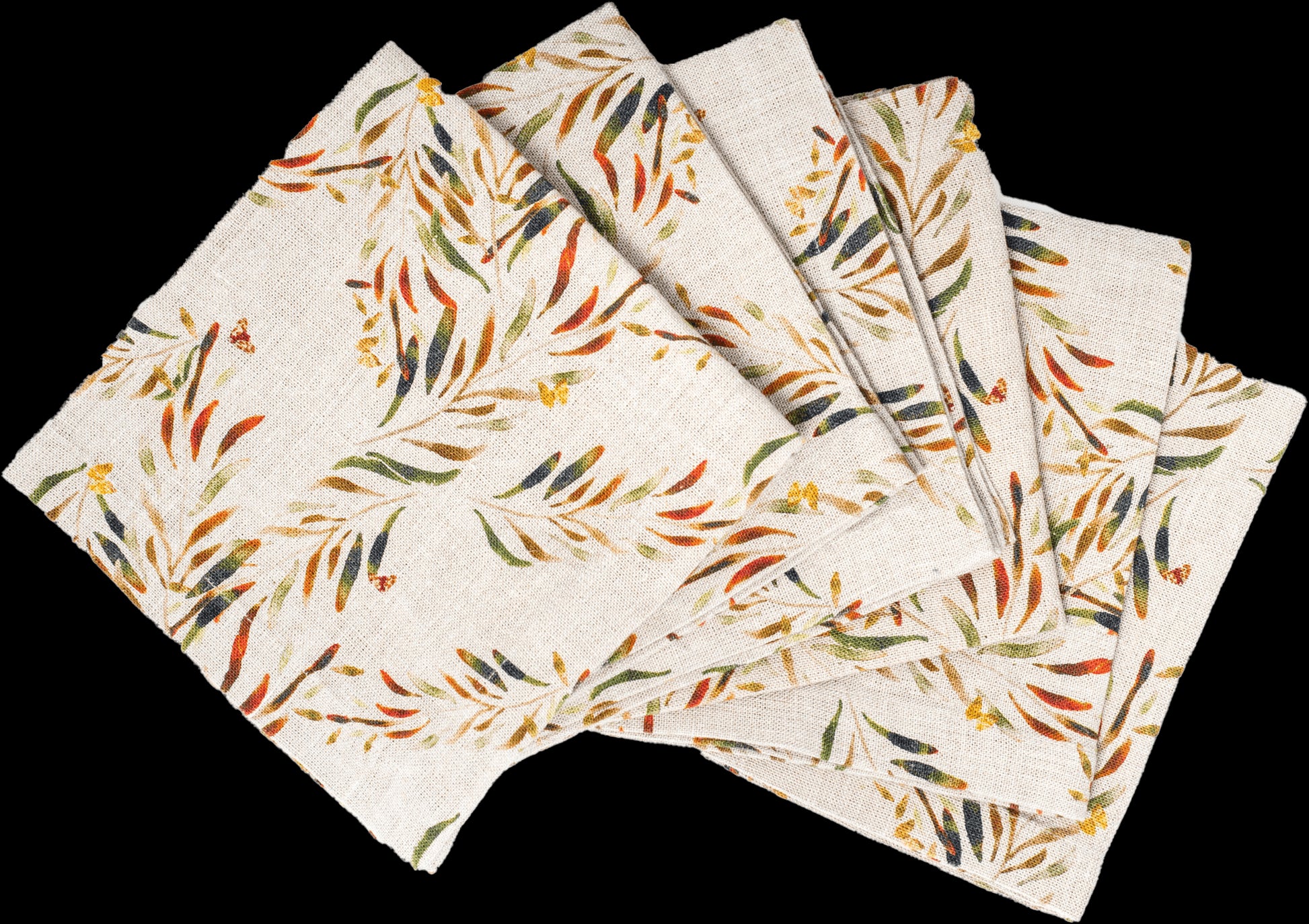 6 Organic Linen Napkins in Red Palm - Sophie Williamson Design