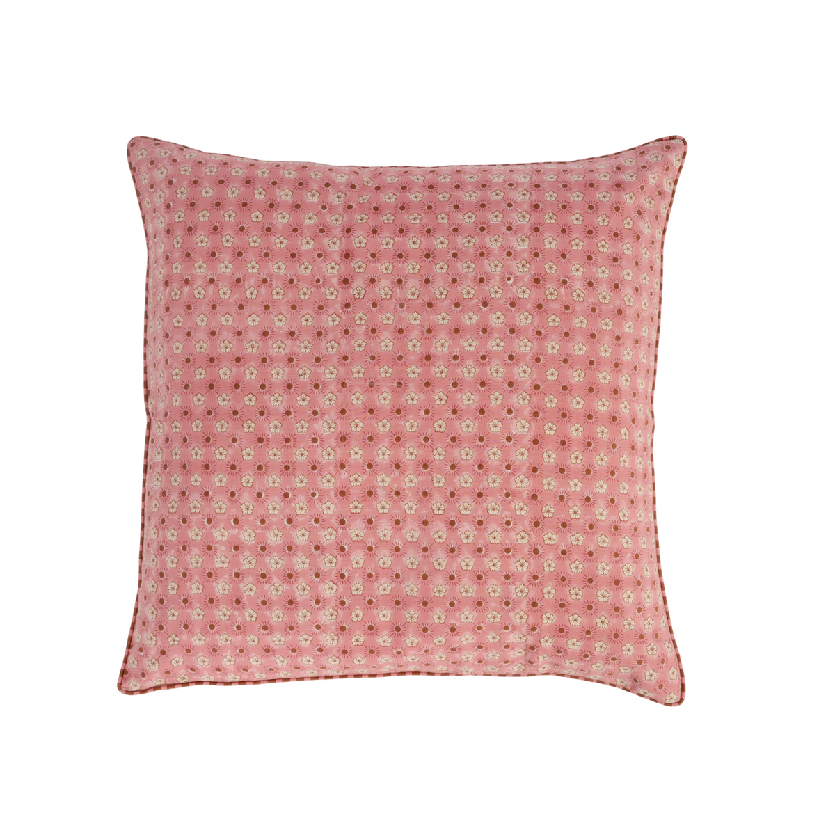 Flaxfield -  Hand Block-Printed Cotton Pillowcase (Rose)