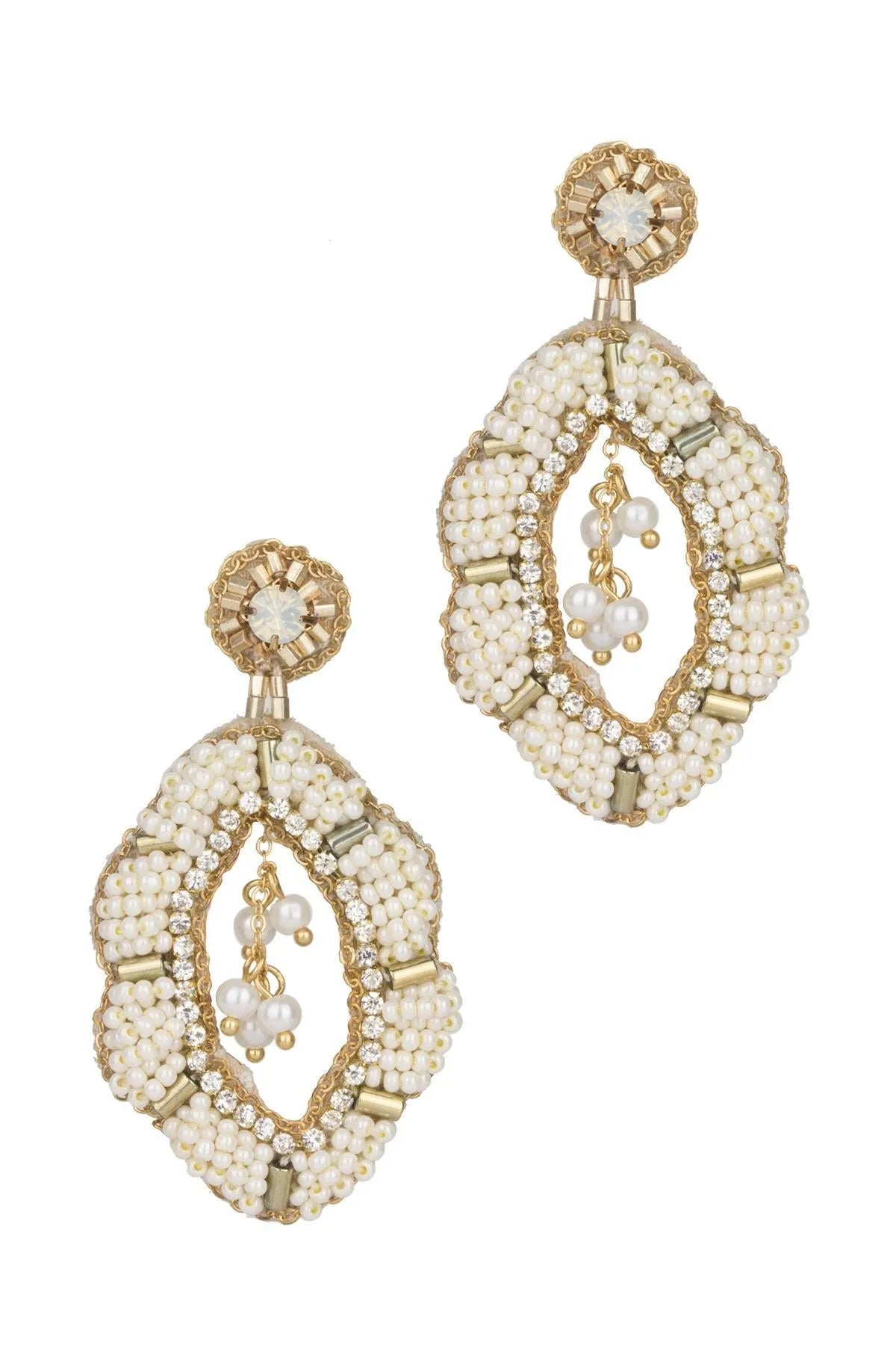 Rococo Beaded Statement Earring Ivory