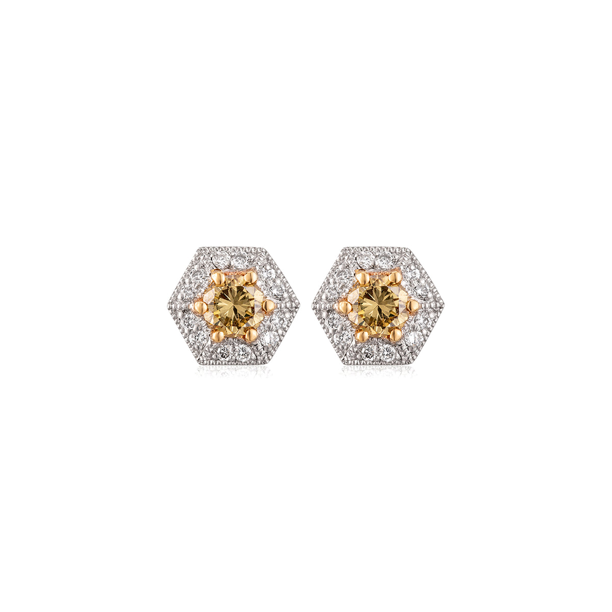 Signature Abella Platinum & 18K Gold Yellow Diamond Earrings