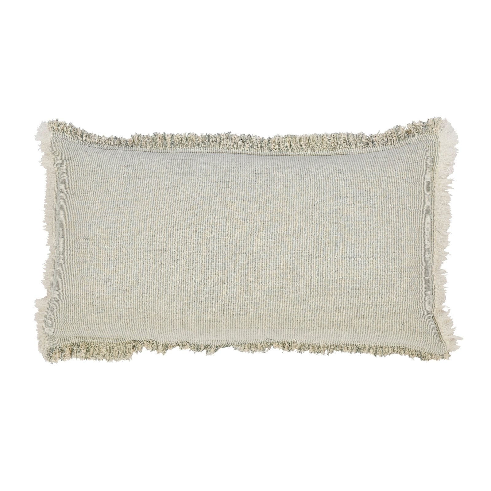 TP-111-1426_1|Light striped rectangular textured accent pillow with stylish fringe edges, adding bohemian charm to any bed or sofa.