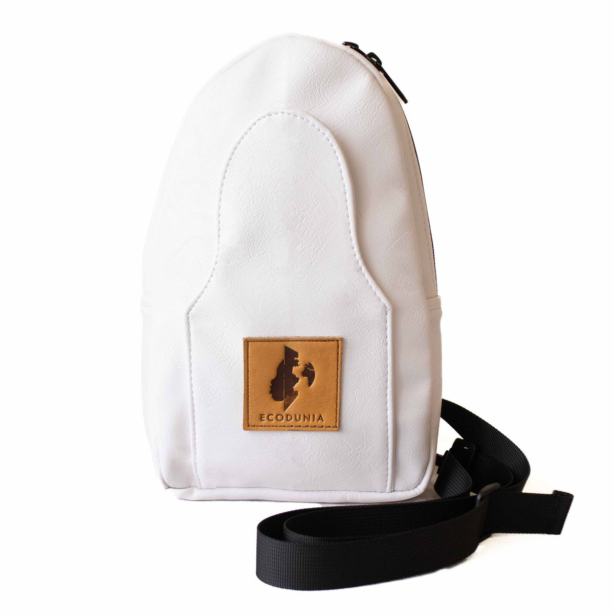 Buru small white vegan leather crossbody sling bag — Ecodunia #color_white