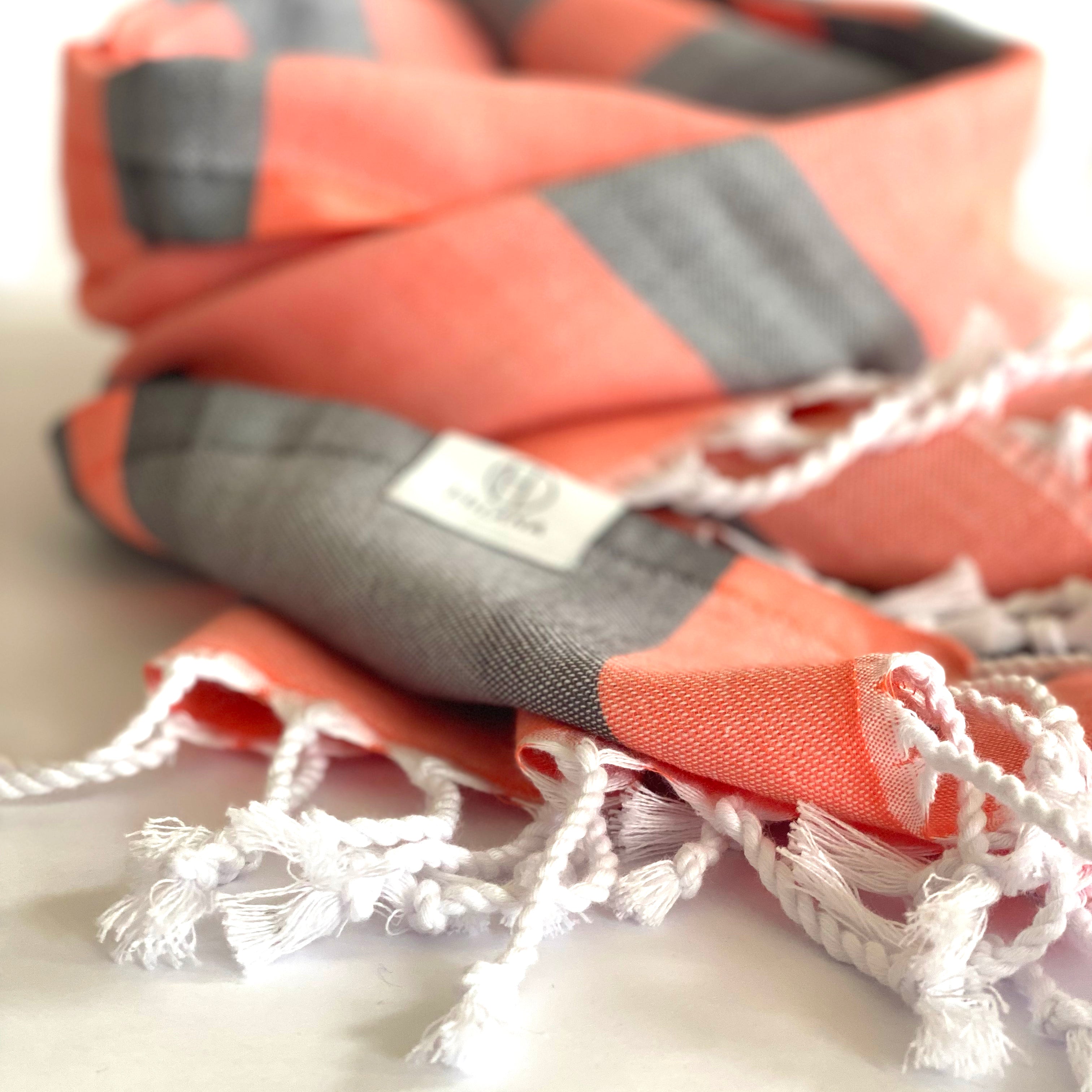 Samara Gray - Orange Turkish Towel - Thumbnail 3