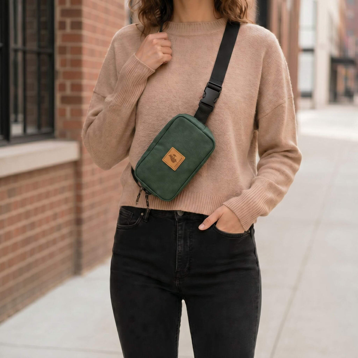 Canvas Crossbody Belt Bag Pouch, The Everywhere Belt Bag #color_forest-green