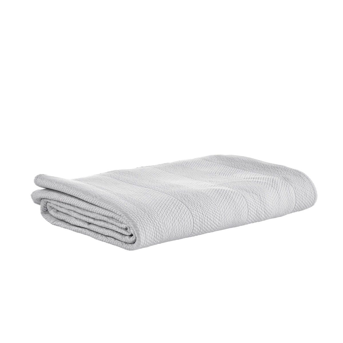 CL-172-11096_5|Neatly folded light grey quilted coverlet featuring a subtle herringbone pattern, perfect for luxurious neutral bedding.