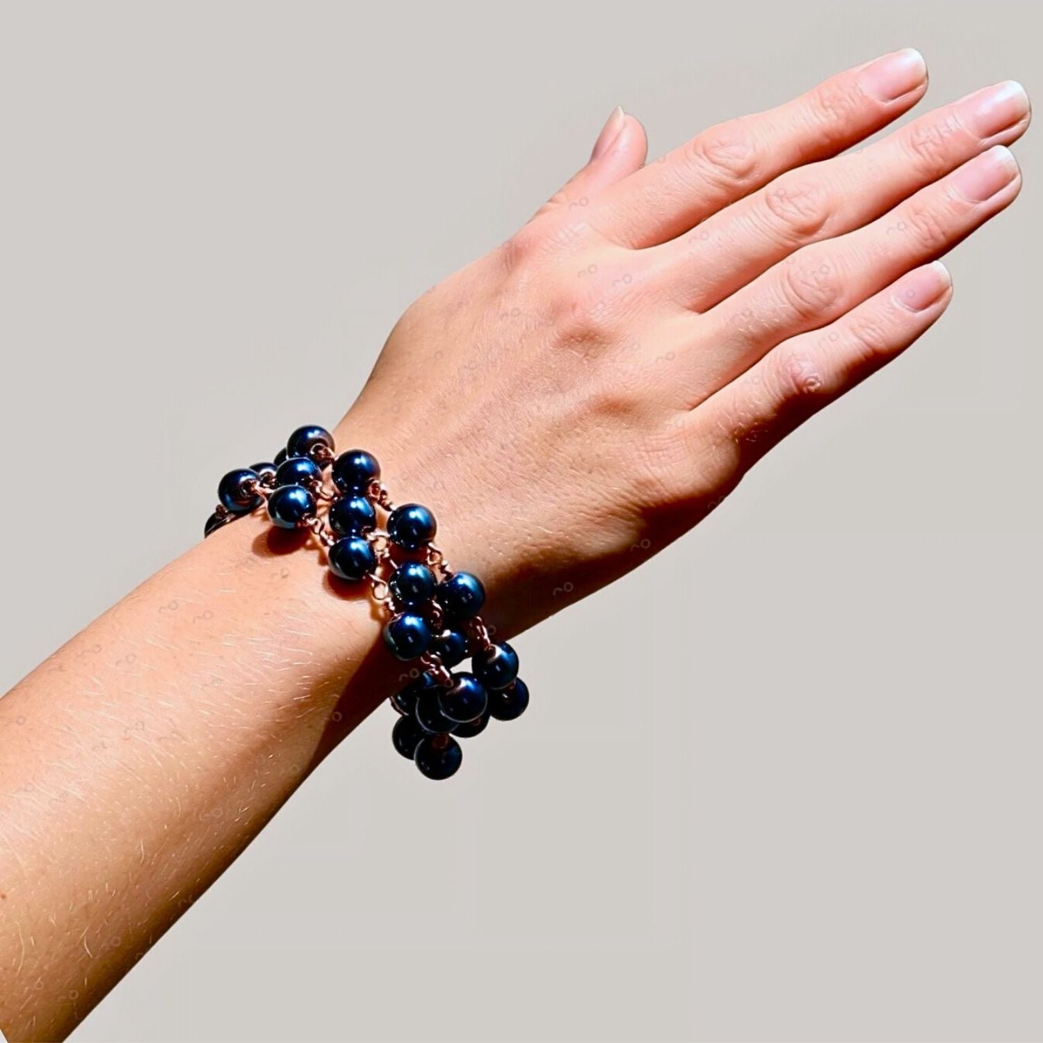 Celeste Blue Hematite 3-Layer Bracelet | Magnetic Clasp