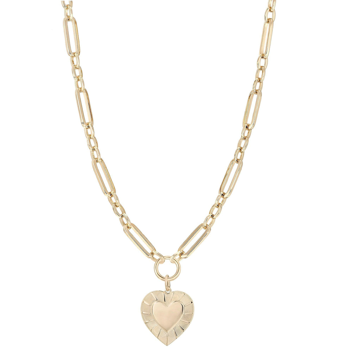 Gold heart pendant necklace from Large Multi Link Chain & Heart Pendant Necklace collection