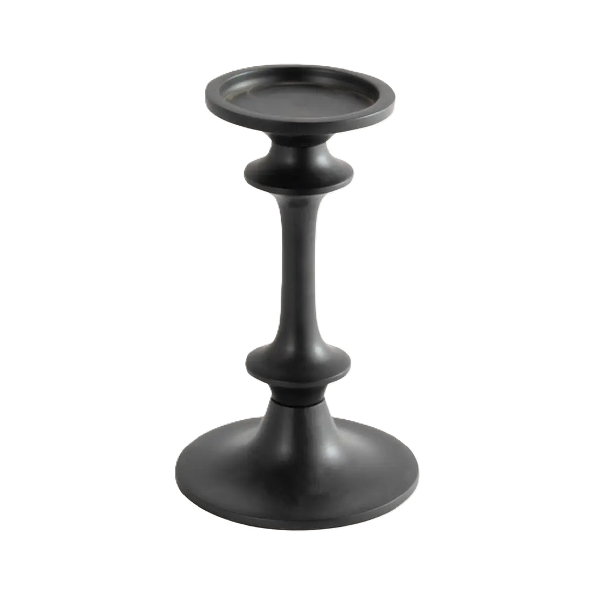 Modern Black Aluminum Candle Holder for Home Decor, 8 Inches