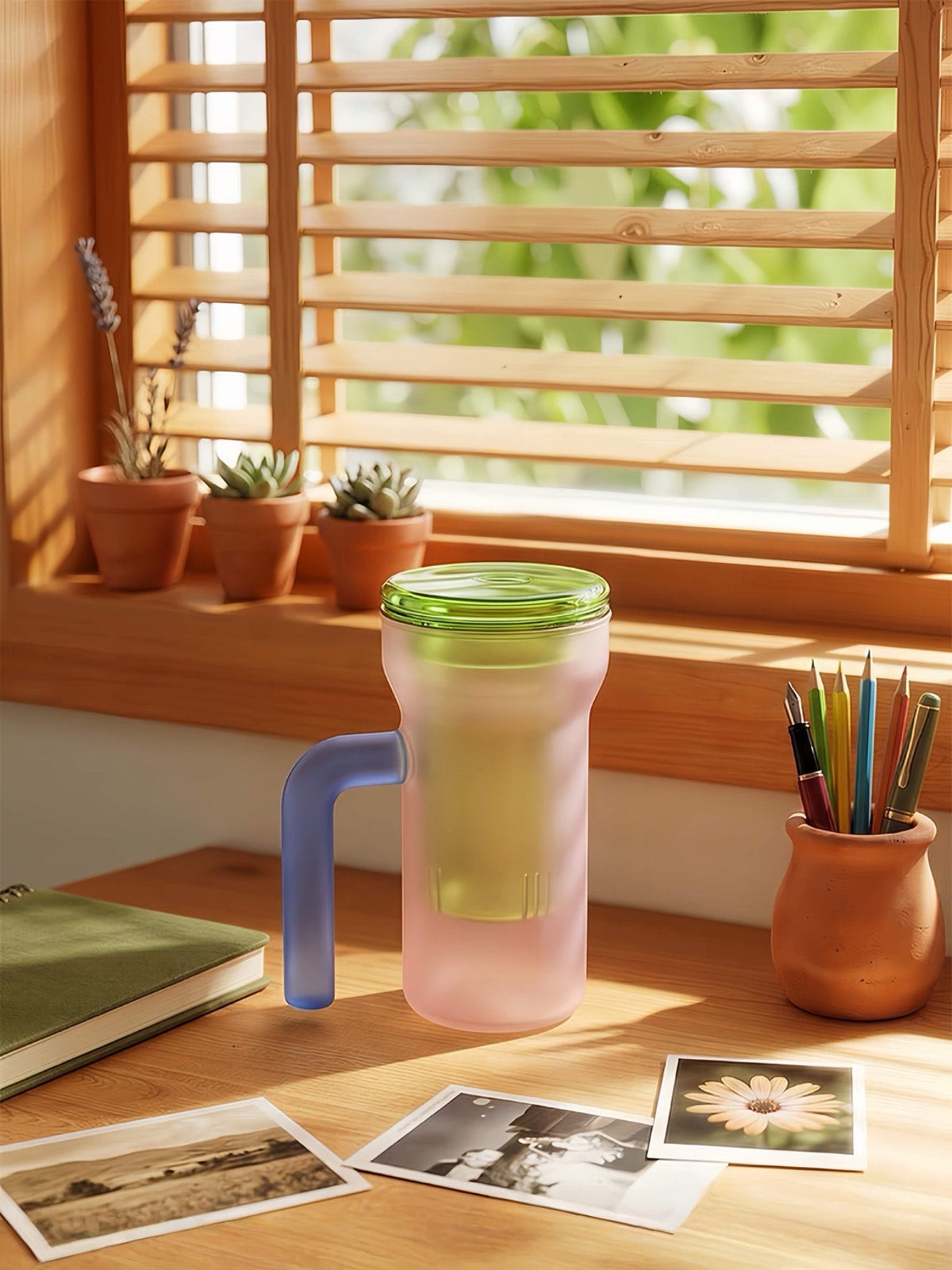 Color Play Lidded Glass Tea Infuser Mug – Cute Dopamine Loose Leaf Tea Cup for the Office, Dishwasher Safe -Mugs- Color Play Lidded Glass Tea Infuser Mug-green - INSPECIAL HOME